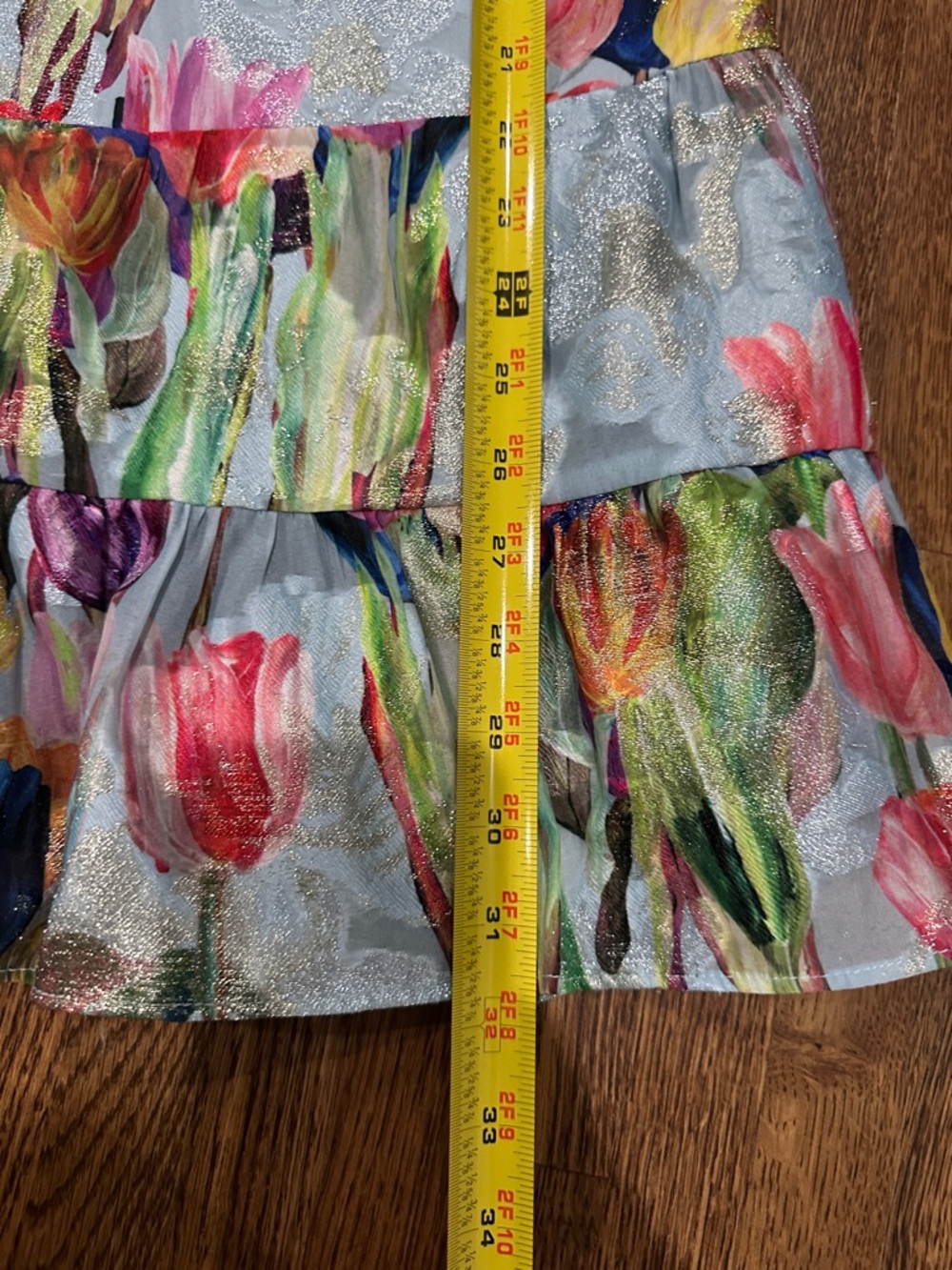 Milly Pastel Blue Dress with Metallic Multicolor Floral Accents - Picture 12 of 12
